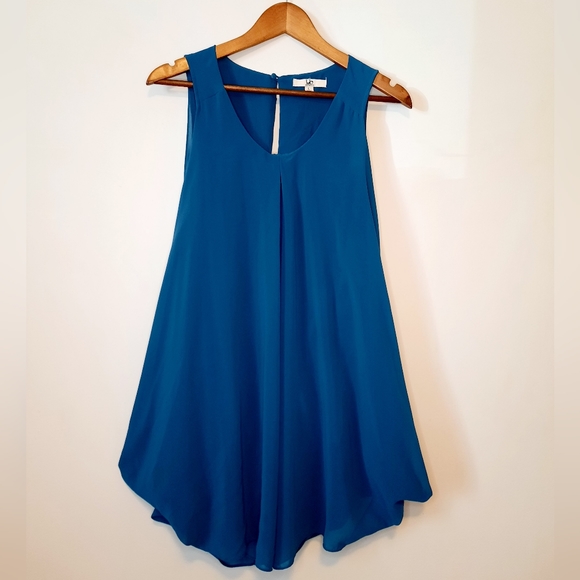 Silk Turquoise Draped Dress - Picture 8 of 9